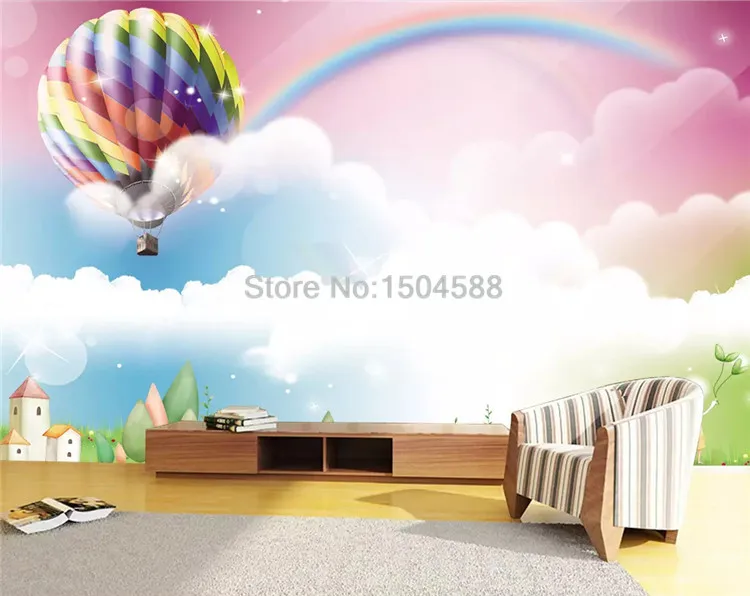 Papel де Parede 3D мультфильм воздушный шар Радуга милые фрески обои детская спальня домашний Декор Фон настенная живопись 3 D