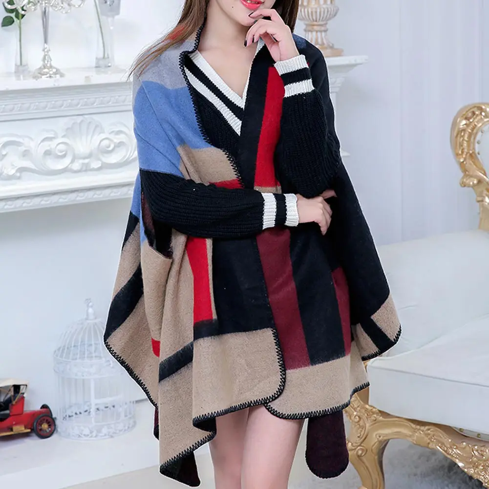 2018 Модные женские зимние кашемировые пашмины вязаные шали в стиле бохо клетку