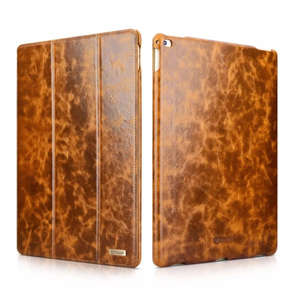 Чехол-книжка Icarer Oil Wax в винтажном стиле из натуральной кожи для iPad Pro 12,9(, Ретро стиль, Воловья кожа, флип-чехол для iPad Pro 12,9