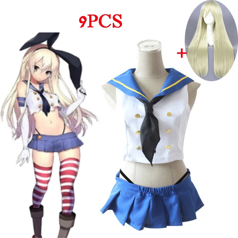 9 шт. Новая коллекция аниме Kantai Shimakaze косплей девушки униформа полный набор женщин Хэллоуин вечерние костюмы для косплея cos