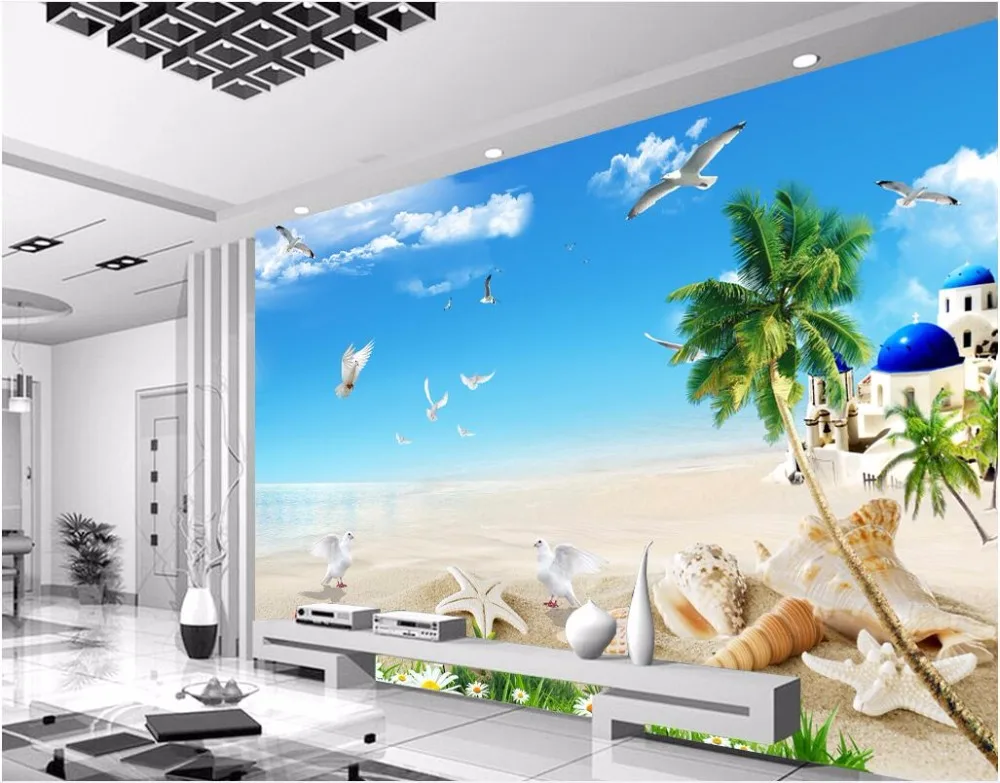 3d обои на заказ фотообои морской пейзаж Средиземноморский стиль украшение