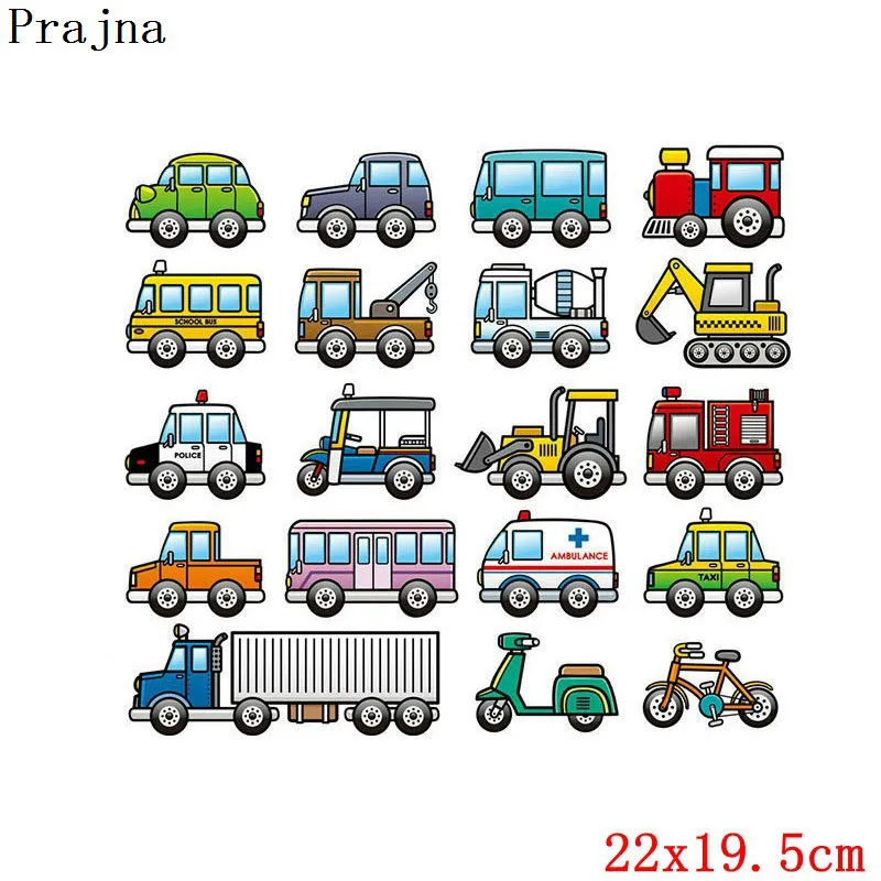 Prajna автомобили теплопередачи Горячие виниловые нашивки лимон Байкер Автобус Грузовик Железный на патч для одежды DIY аппликации мальчик футболки стикер - Цвет: Безникелевый белый