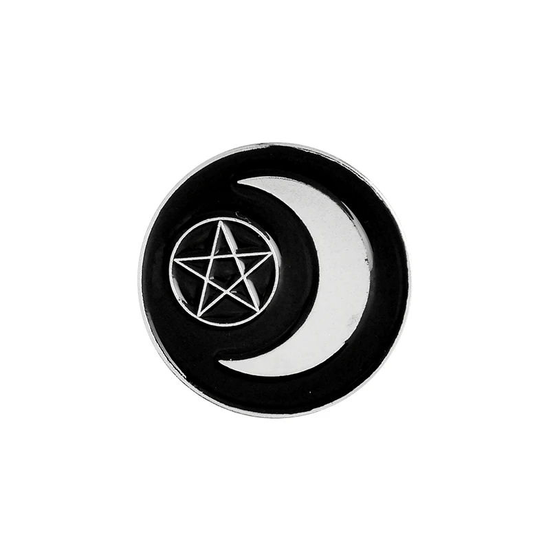 Pentagram Moon Ведьма коллекция булавок пентаграмма Тройная Луна Созвездие волшебник Броши ведьмы готические ювелирные изделия нагрудные булавки для Ведьм - Окраска металла: Pentagram Moon