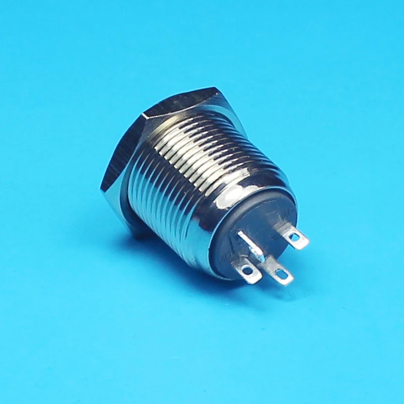 TY 1662 shortest design latching metal push button switch with LED light flat round head blue housing waterproof | Обустройство дома