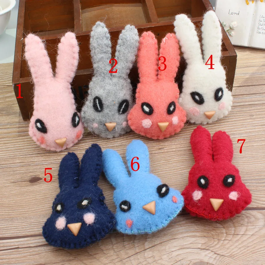 Wholesale 10pcs/lot Colorful Animals 3D Cartoon Rabbits Head Shape Handmade Wool Felts Bolls Diy Jewelry Garment/hair Accessory | Детская