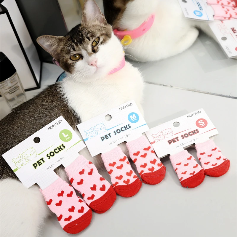 Pet Носки для собак 4 шт./компл. конфеты красочные Мягкий хлопок противоскользящие