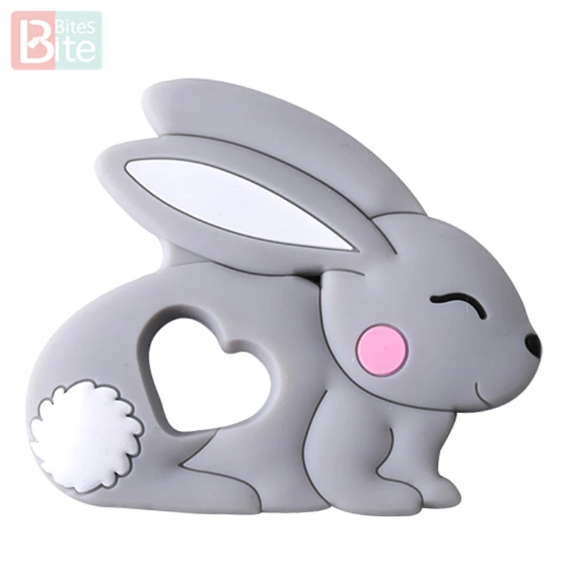 Rabbit Grey Укус укусов 1 шт. Детские Товары силиконовые ребенка режутся зубы кролика игрушки-прорезыватели Еда Класс продукты младенца силикона Банни без добавления бисфенола А Прорезыватели для зубов - Цвет: Rabbit Grey