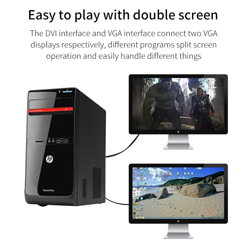 Weiyee Полный HD1080P DVI-D к адаптер VGA 24 + 1 25pin штекерным 15pin Женский Кабель