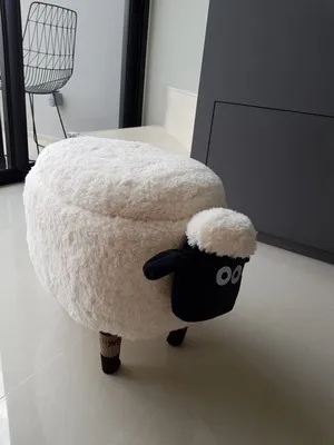 whitesheep updated Творческий ягненок изменить обувь стул для макияжа туалетный стул хранения диван моющиеся табурет - Цвет: whitesheep updated