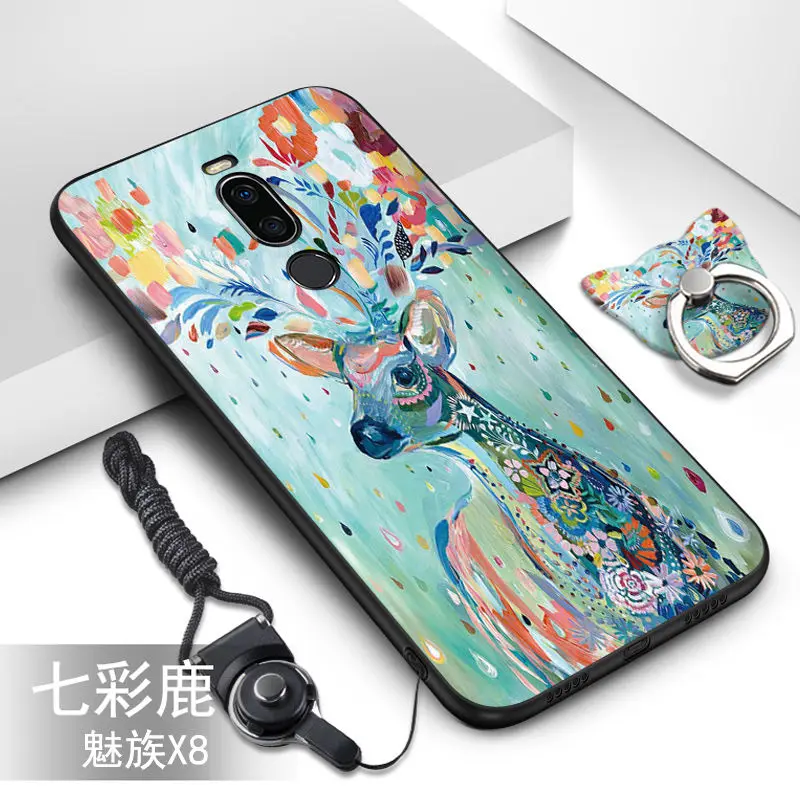 Чехол для Meizu X8, 22 цвета, популярный HD узор, ТПУ, мягкий силиконовый чехол, чехол для Meizu X8, чехол с кольцом brack# VA Funds