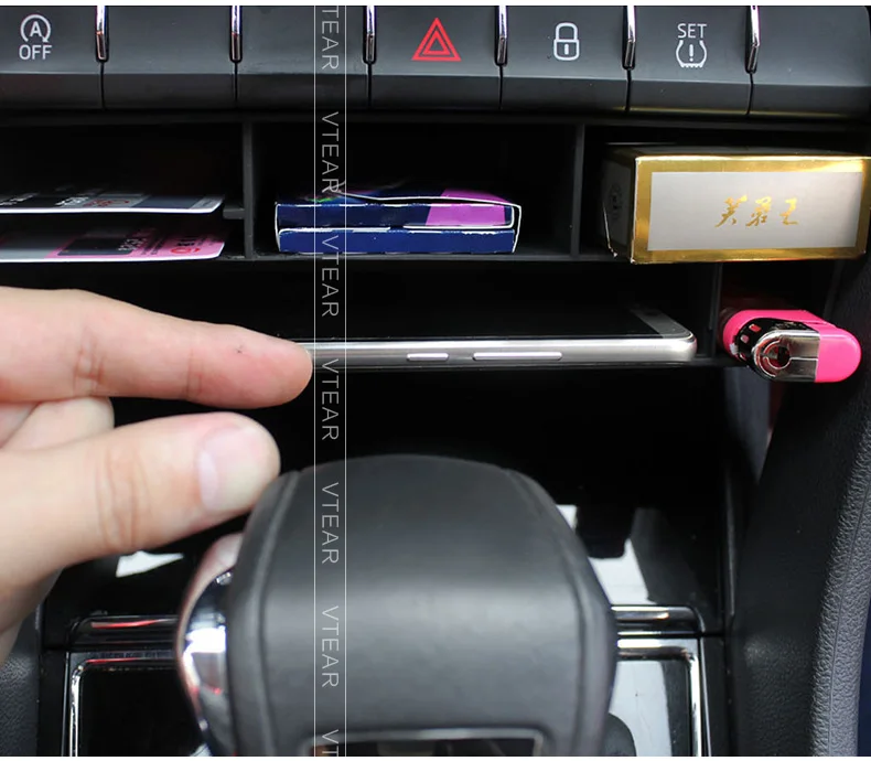 Vtear для Skoda Kodiaq шкода кодиак автомобильный ящик для хранения, аксессуары, центральная консоль, лоток, держатель, Стильный карманный багажник, органайзер, украшение аксессуары