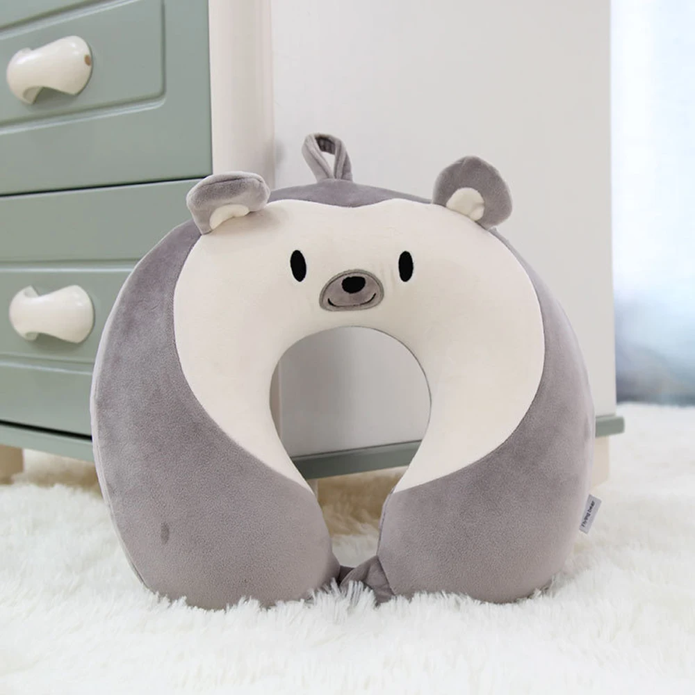 Детская дорожная U образная подушка с мультяшным рисунком портативная из пены