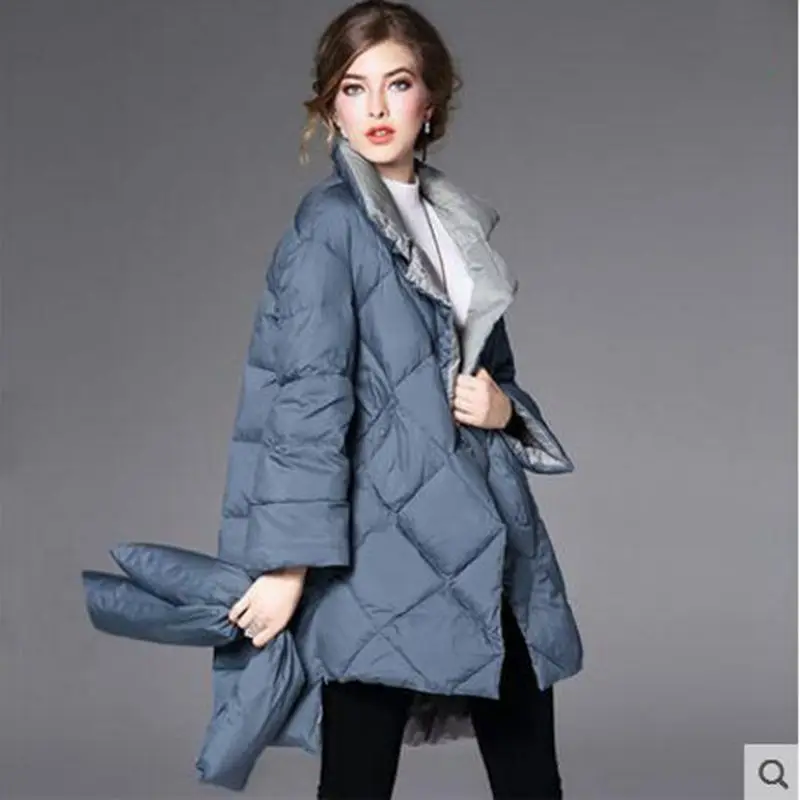 Новинка 2020 модные женские зимние пуховики средней длины с отложным воротником и