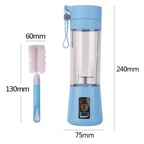 blue with brush 380 мл 2/4/Сменные кассеты-6 шт. Handhels соковыжималка бутылка Портативный Мини USB Электрический фруктов соковыжималка для цитрусовых соковыжималка для лимона блендер соковыжималка развёртки машина - Цвет: blue with brush