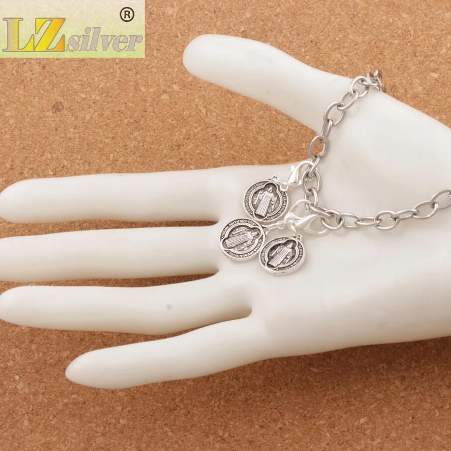 

100ps 13.2x29.8mm zinc alloy Saint Benedict Medal Cross Heart Floating Lobster Clasps for Glass Living Memory Locket C504