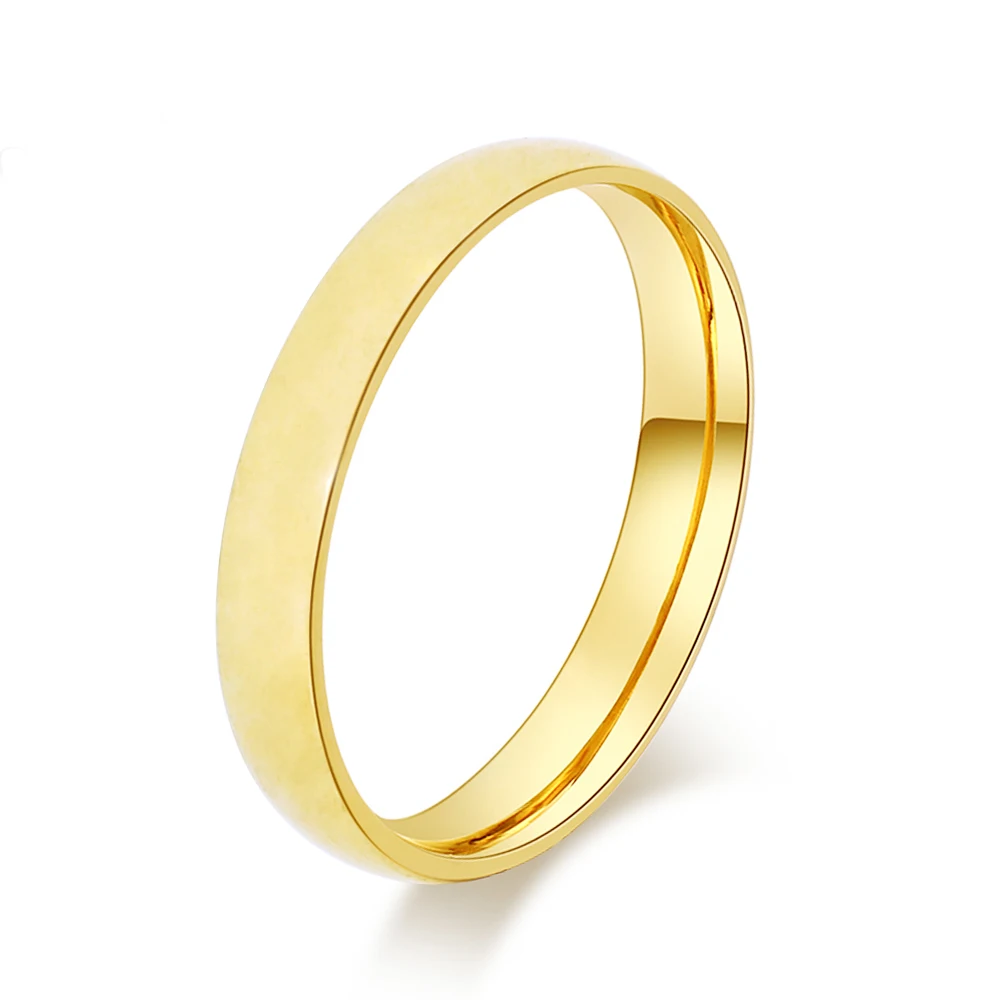 FAMSHIN Нержавеющая сталь кольца для Для женщин Гладкая 6 мм широкий золотой Цвет