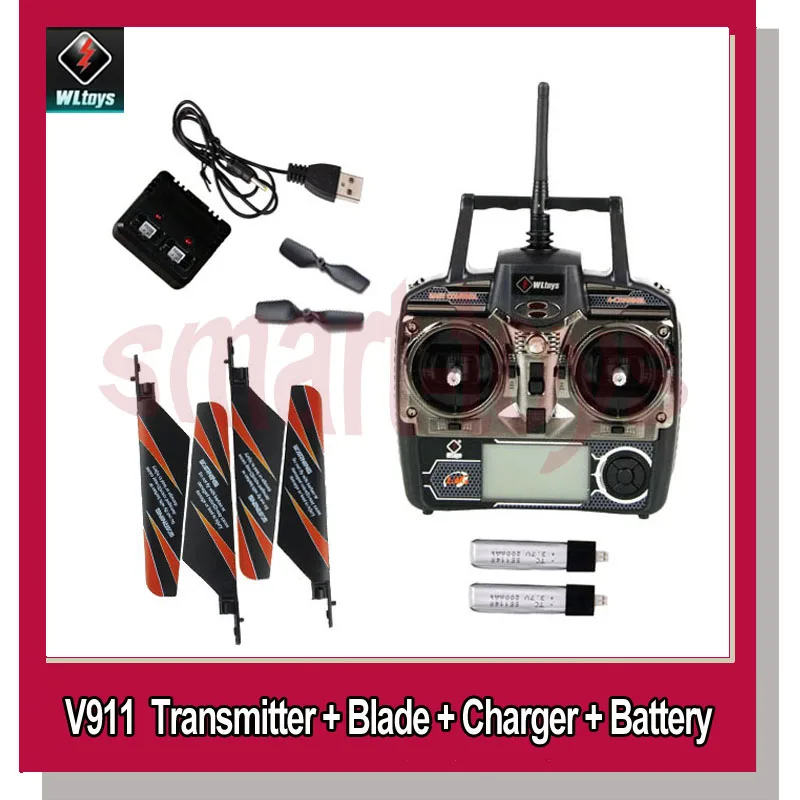 New Wltoys V911 Helicopter Spare Parts V911-1 Transmitter Charger 2x Batteries 4x main blades tail blade | Игрушки и хобби