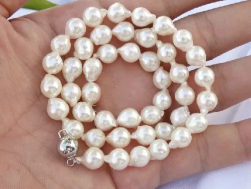 

Новый Классический 18 "10-11 мм Южное море барокко натуральный белый жемчуг ожерелье