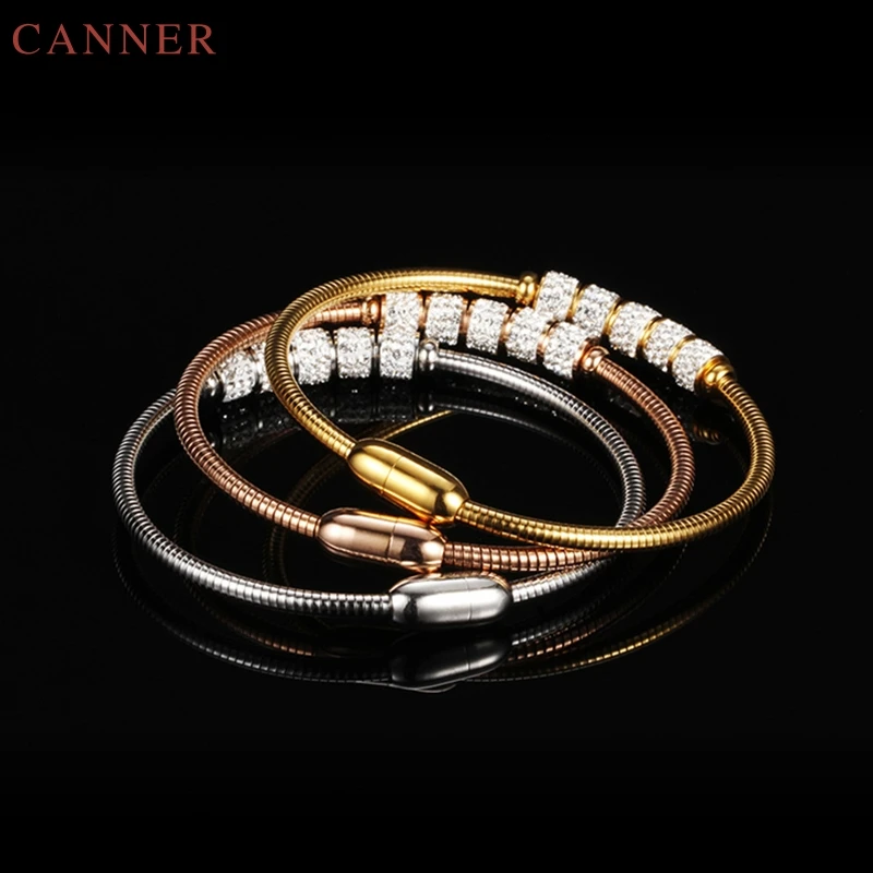 Fashion Crystal Metal Beads Stainless Bangles Bracelets for Women Wire Cabe Magnetic Bangle Wedding Party Jewelry Gifts C35 | Украшения и