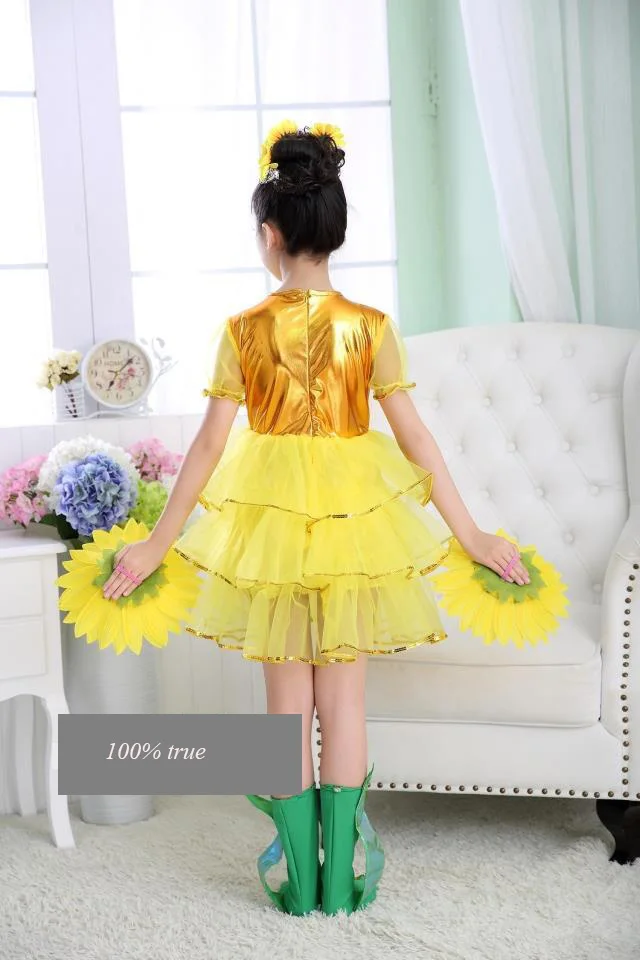 Одежда для маленьких девочек платье в виде подсолнуха детская одежда детское