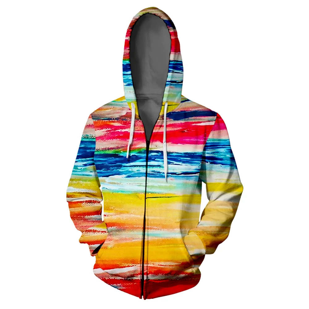 WAMNI 3D Print Fire Zipper Hoodie Harajuku High Street Kpop Man Hoodies Sweatshirts 3d Oversize Hip Hop | Мужская одежда