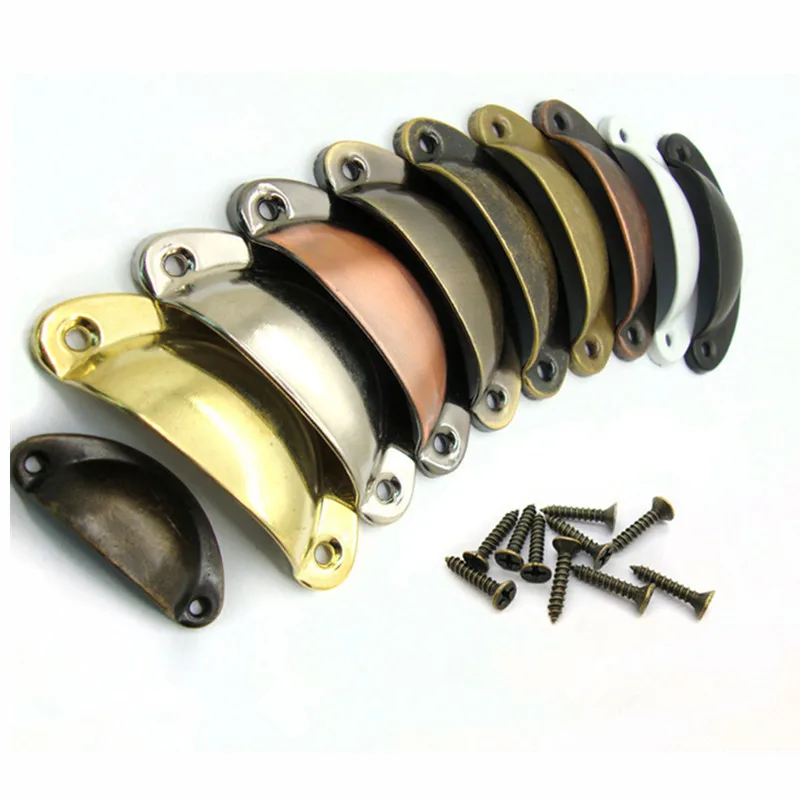 MAXMIX 1PCS Furniture Knobs Hardware Cupboard Antique Brass Shell Pull Handles Retro Metal Kitchen Drawer Cabinet Door Handle |