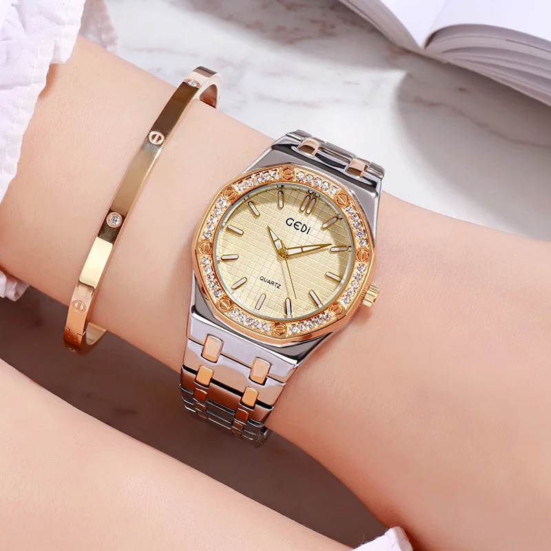 Модные роскошные часы Для женщин золотые со стразами для девушек