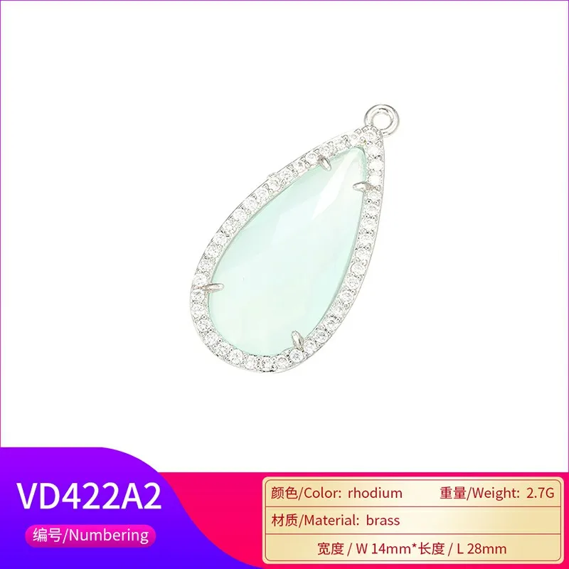 ZHUKOU 14*28 мм ручной работы латунь кубический цирконий капли воды подвески DIY ювелирные изделия браслет ожерелье аксессуары Модель: VD422 - Окраска металла: light cyan