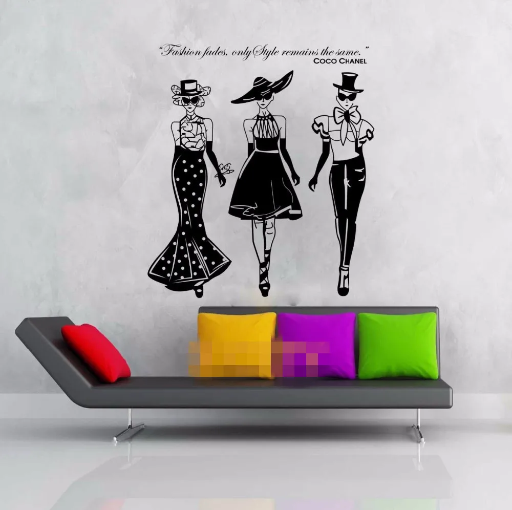 Бесплатная доставка Женская мода шоу Коко Цитата Наклейка на стену виниловая