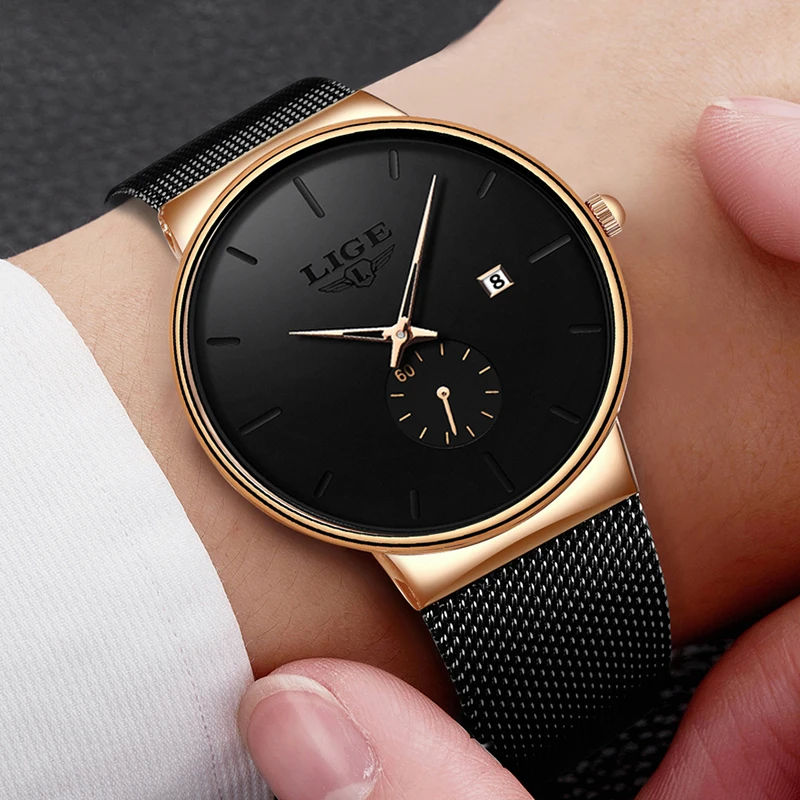 LIGE Fashion Casual Waterproof Quartz Wristwatch Men's Watches Top Brand Luxury Ultra-Thin Date Sports Watch Relogio Masculino | Наручные
