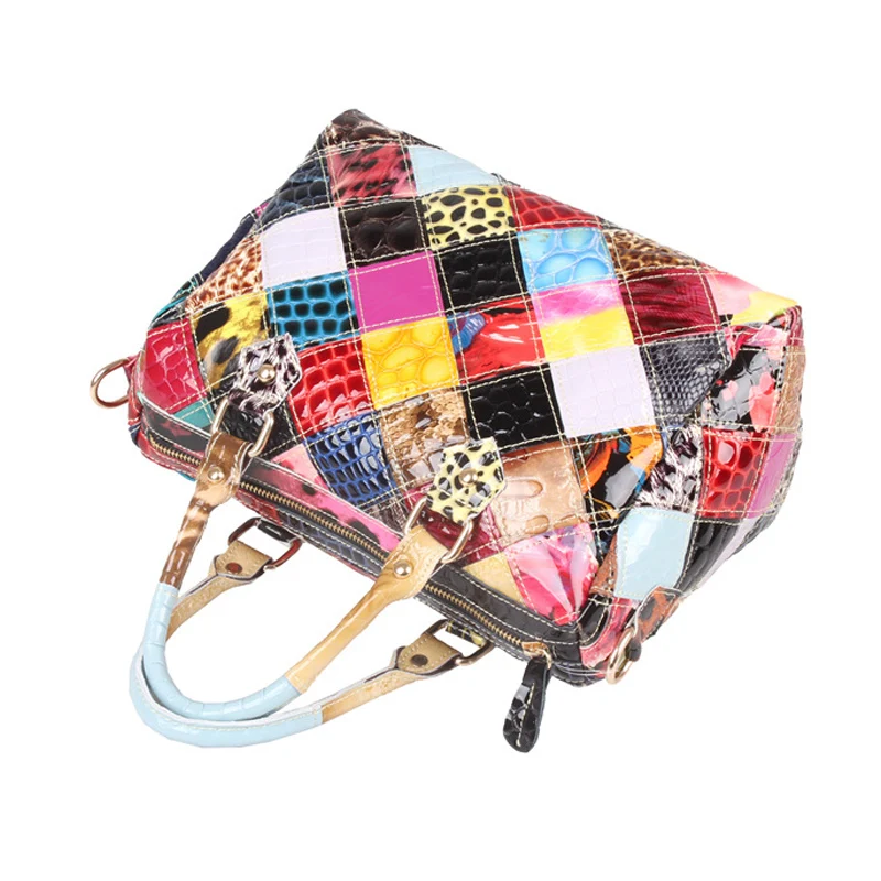 Новинка 2020 женские модные сумочки из лакированной кожи Лоскутная сумка через