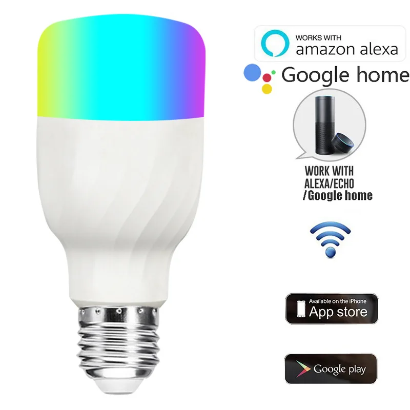 Умный дом WiFi Светодиодная лампа приложение подключение Alexa Google home Голосовое