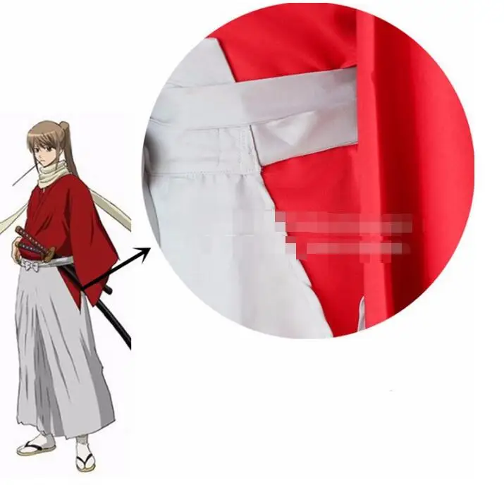 Горячая гинтама Okita Sougo красный и белый Униформа тканевый костюм для косплея