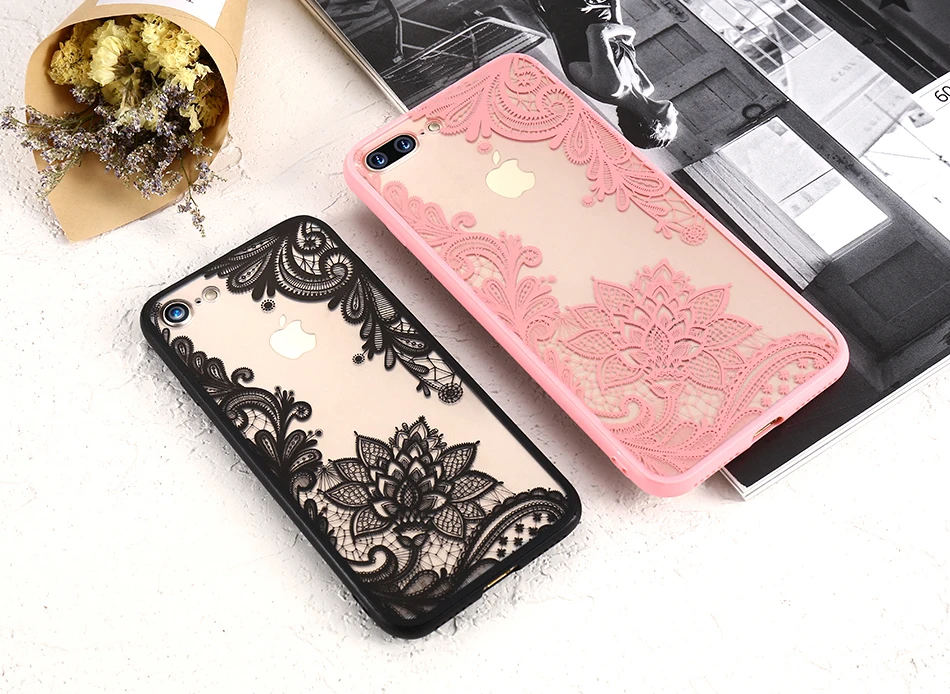 KISSCASE чехол для iPhone XR 5s 5 Se 6 7 8 Plus роскошный кружевной цветок задняя крышка для iPhone 8 7 Plus 6 S Plus XS Max XR X Capinhas