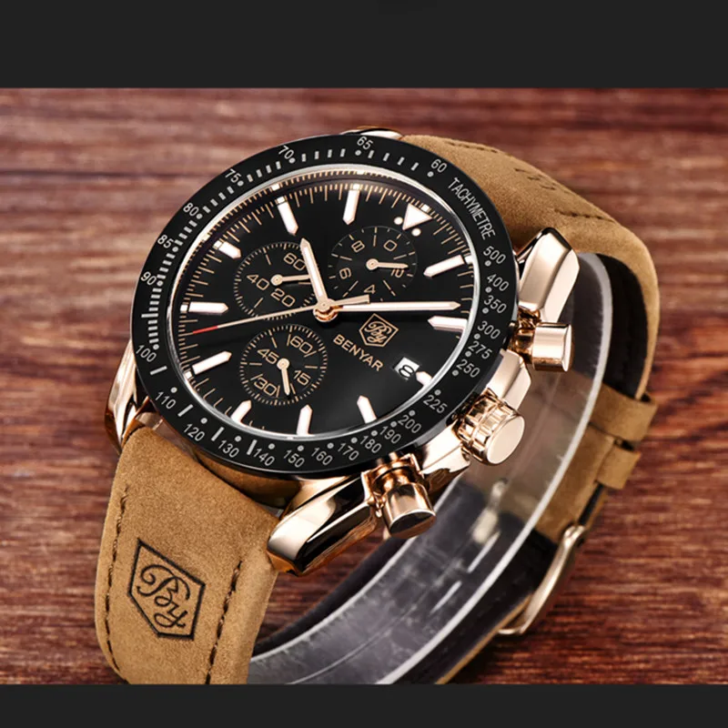 Men Watches BENYAR Brand Luxury Silicone Strap Waterproof Sport Quartz Chronograph Military Watch Men Clock relogio masculino