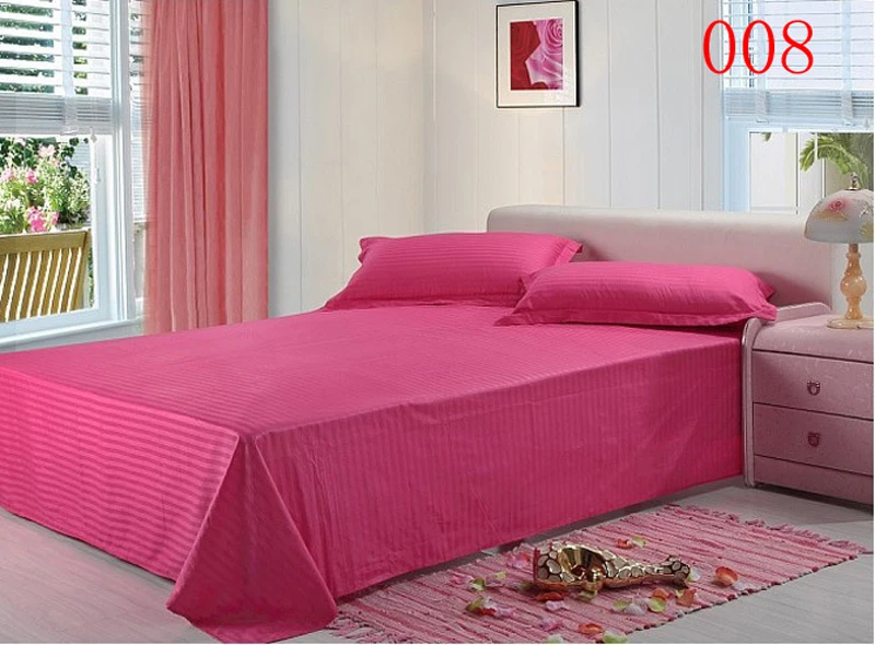 

Rose Red Cotton Satin Stripe 1Pcs Twin Queen King Flat Sheets Bed Sheet Linens Bedding Bedclothes Bedsheet 200x240cm 240x270cm