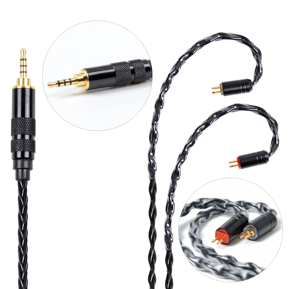 NiceHCK MMCX/2Pin разъем 4 4/3 5/2 5 мм сбалансированный 8 ядро покрытием серебряный кабель