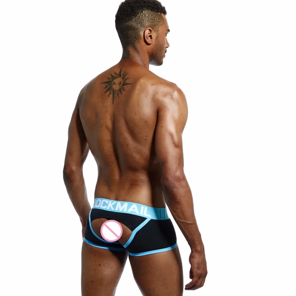 JOCKMAIL, фирменное Мужское нижнее белье с открытой спиной, бандаж, сексуальные трусики без нижней части, мужские боксеры, шорты, хлопок, открытая спина, Гей Нижнее белье