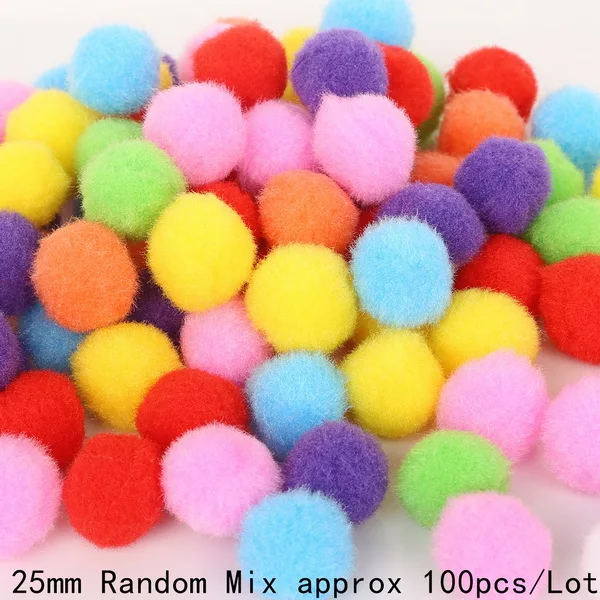 100-500pcs 10/15/20/25/30 мм Мягкие пушистые плюшевые помпон мини шарик-помпон для свадебного украшения для детских игрушек для творчества - Цвет: 25mm 100pcs