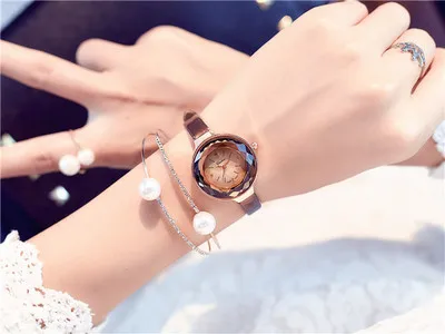 Роскошные хрустальные золотые часы для женщин модный браслет кварцевые наручные