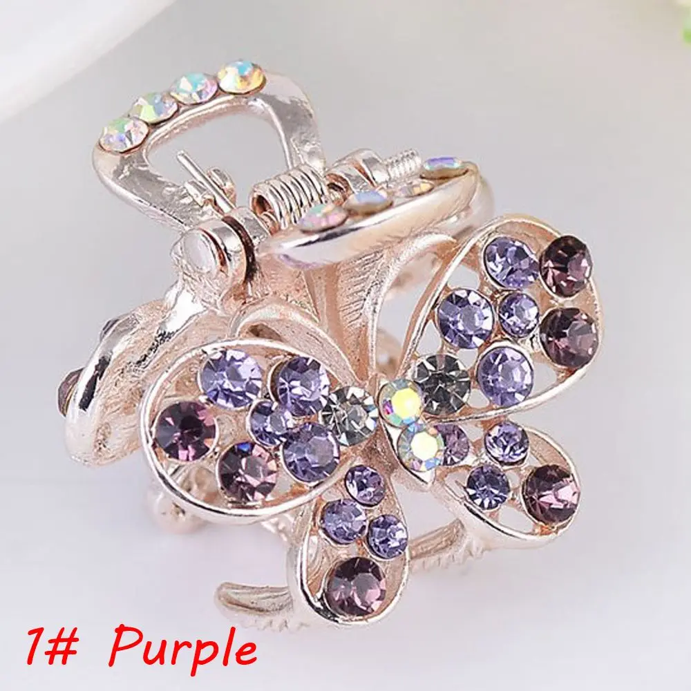 1 Purple 1 шт. хрустальные украшения бабочки заколки для волос металлические заколки для волос аксессуары для укладки волос инструменты ювелирные изделия - Цвет: 1 Purple
