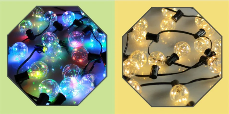 Vunji 8 светодио дный м 1X25 G40 Рождество led RGB свет шнура Красочные гирлянды сказочных огней для свадьбы Вечерние/Рождество открытый декоративные