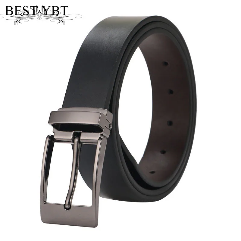 

Best YBT Men belt new solid color quality Black Imitation leather Men Alloy pin buckle belt business affairs Men casual belt