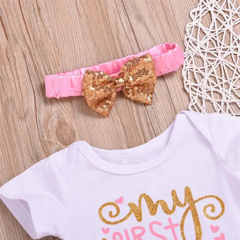 Мой первый день матери для маленьких девочек с буквенным принтом комбинезон юбки