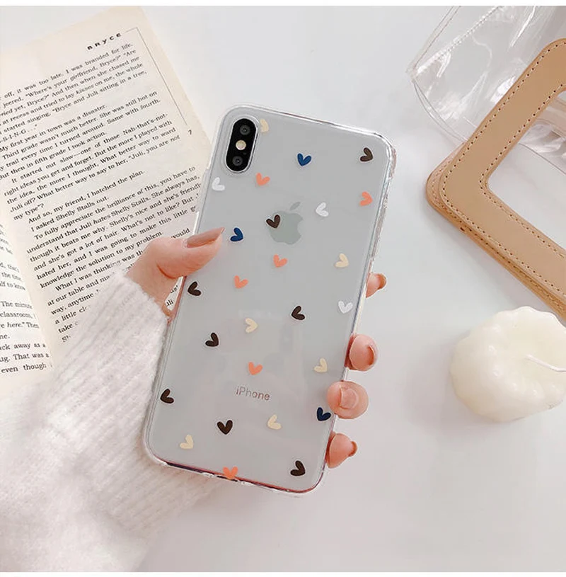 Мягкий прозрачный чехол для телефона Lovebay s для iphone 11 Pro X XS Max XR 6 6S 7 8 Plus, прозрачный силиконовый чехол с цветочным принтом и сердечком
