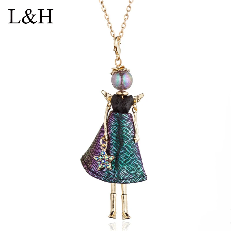 Длинное кожаное платье Метеор Кукольное ожерелье и кулоны модные ювелирные