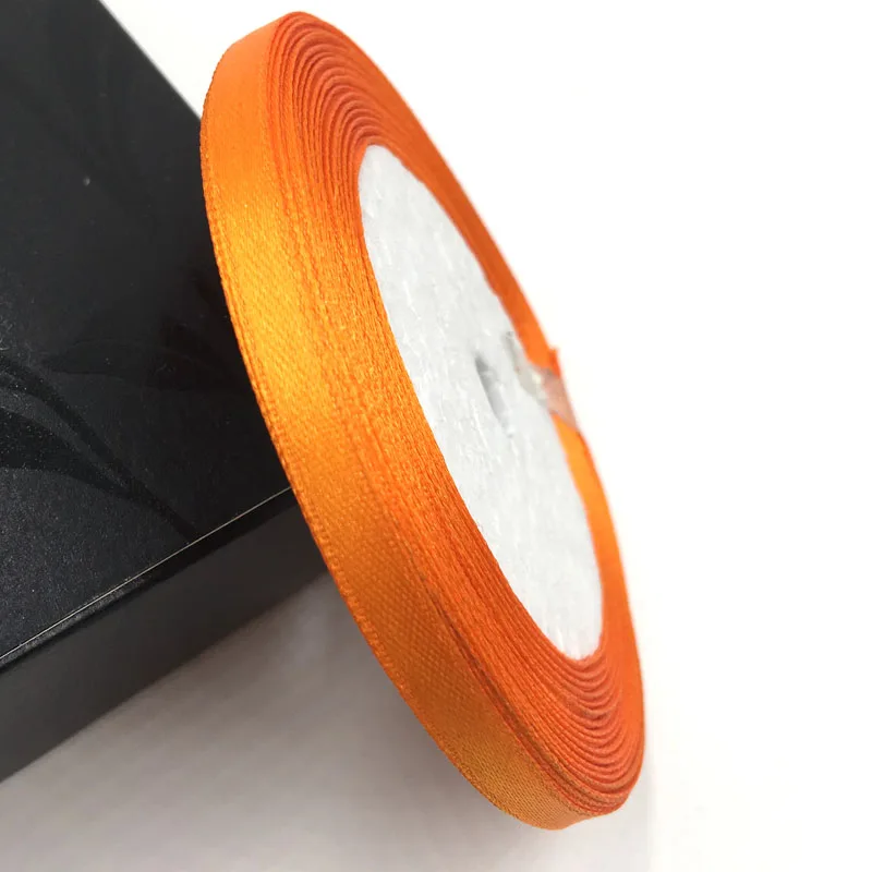 25 ярдов Orange шелковые, атласные ленты Свадебная вечеринка украшения подарочной упаковки Рождество год одежда Вышивание Ткань ленты - Цвет: 6mm