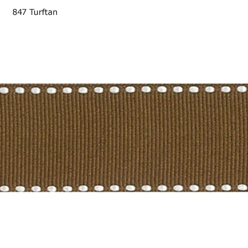

7/8" inch 22mm White edge stitch Turftan ribbon