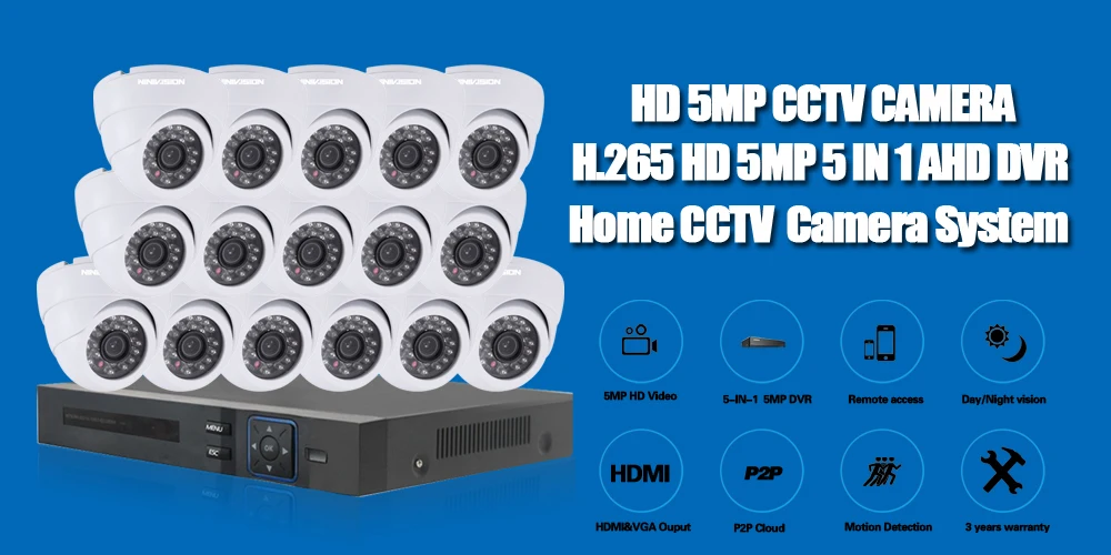 H.265+ 5MP Ultra HD 16CH DVR домашняя система видеонаблюдения 16 шт. Крытый Открытый 5MP EXIR камера ночного видения комплект видеонаблюдения