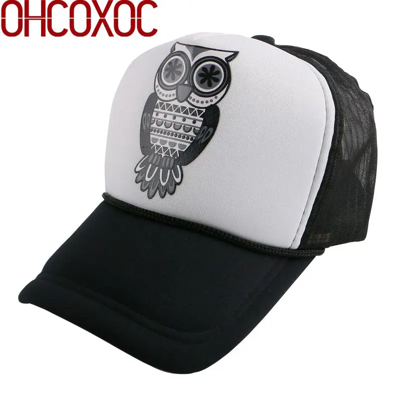 Мужская и женская летняя бейсболка солнцезащитная Кепка с принтом совы животный